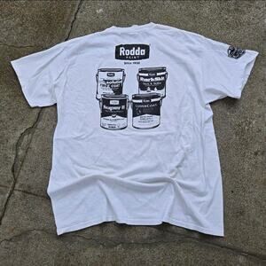 Vtg RODDA PAINT Paint Buckets Graphic Art Graffiti Workwear T Shirt L